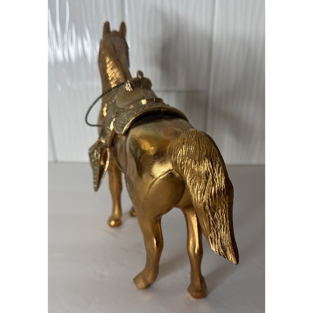 Vintage MCM Brass Like Western Style Horse w Saddle Nostalgic Americana Decor - Picture 8 of 16